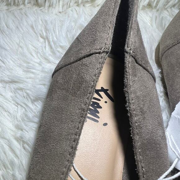 Fioni Brown Taupe Faux Suede Ballet Flats Size 8 Bow Slip On Loafers NWT - Picture 2 of 7